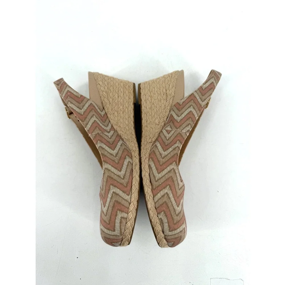 Vionic Coralina Wedge Sandals Womens 10 Blush‎ Pink Chevron Espadrille Boho Chic